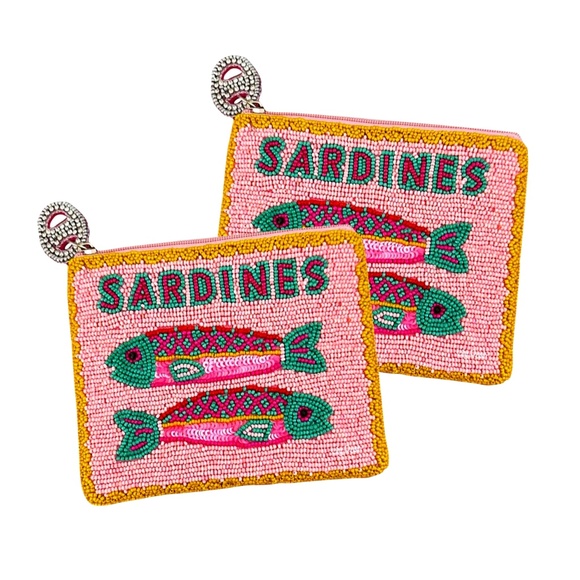Lily Posh Beaded Sardines Coin Purse, Sardine Bag, Carnivore Fish - Picture 3 of 5